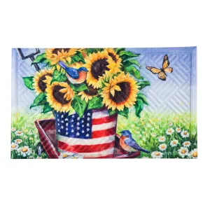 Patriotic Sunflower Wagon Embossed Floor Mat,41em2464