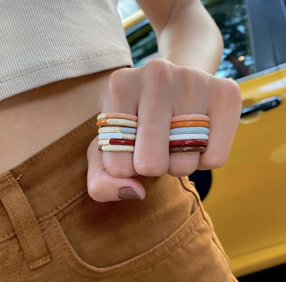 Pavé Neutral Enamel Band
