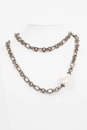 Pave Diamond, Baroque Pearl Necklace