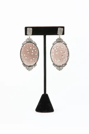 Pave Diamond, Carved Smoky  Quartz