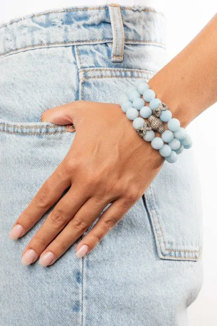 Pave Diamond, Matt Aquamarine Bracelet