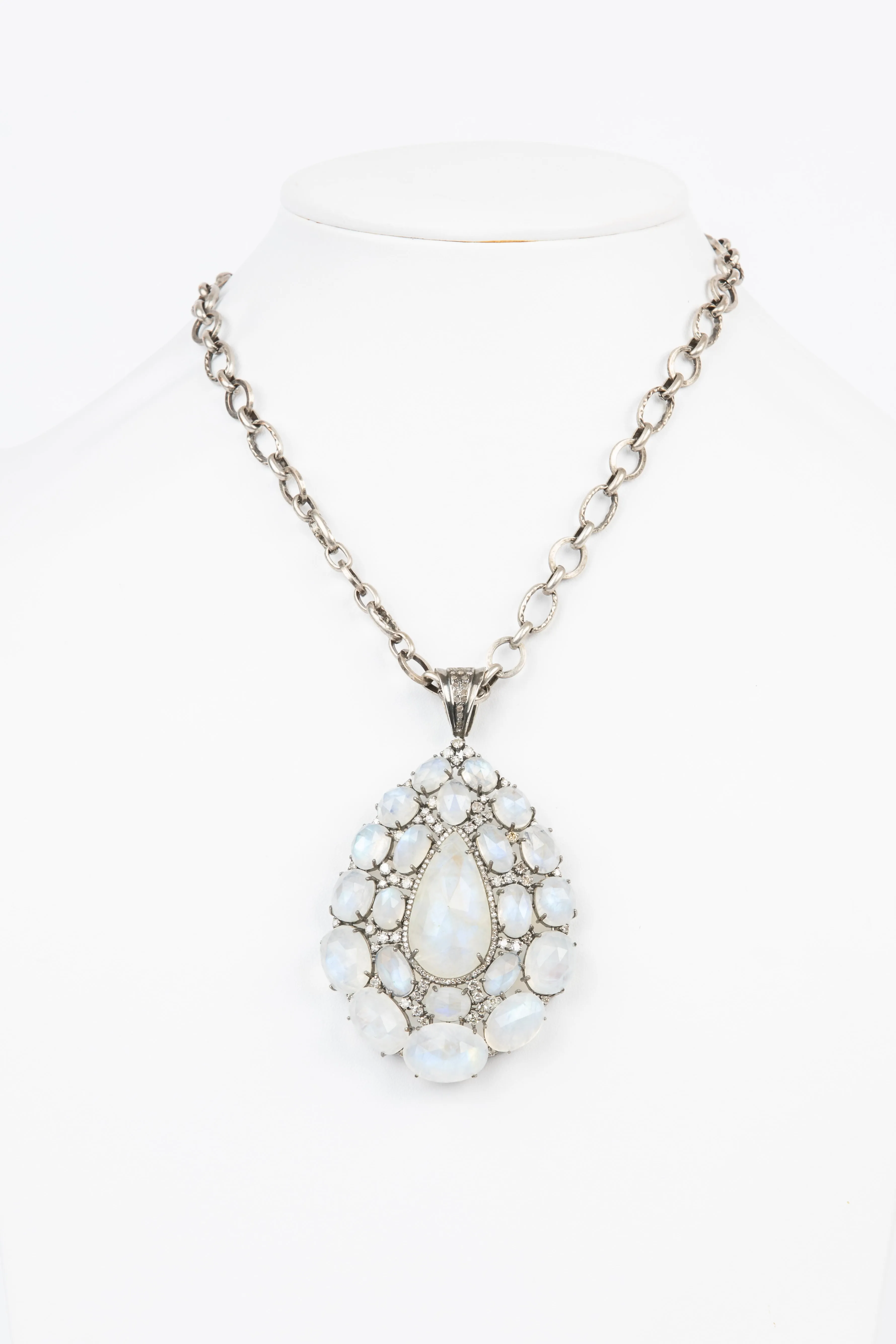 Pave Diamond, Moonstone Necklace