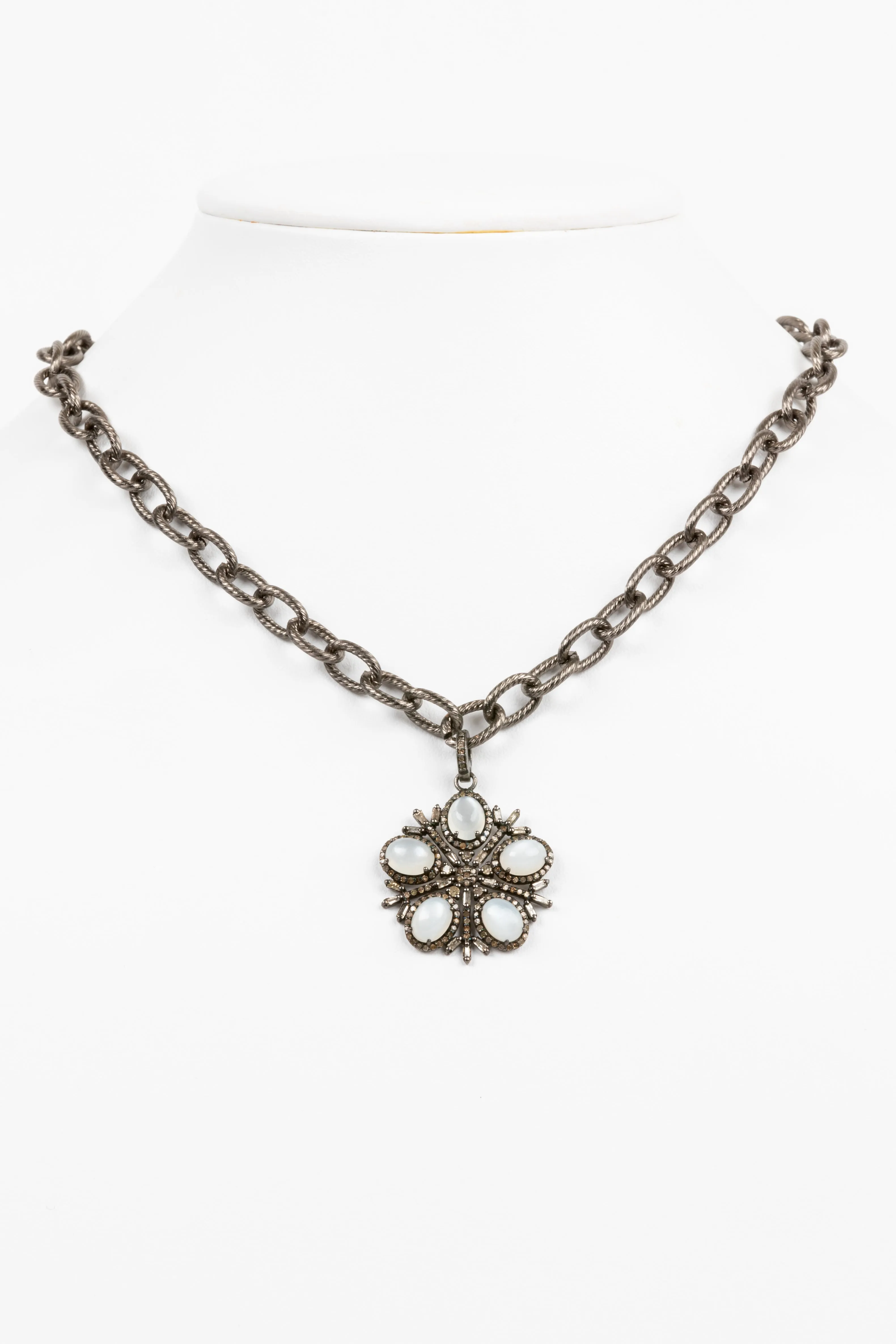 Pave Diamond, Moonstone Necklace