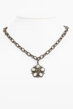 Pave Diamond, Moonstone Necklace