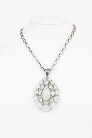 Pave Diamond, Moonstone Necklace