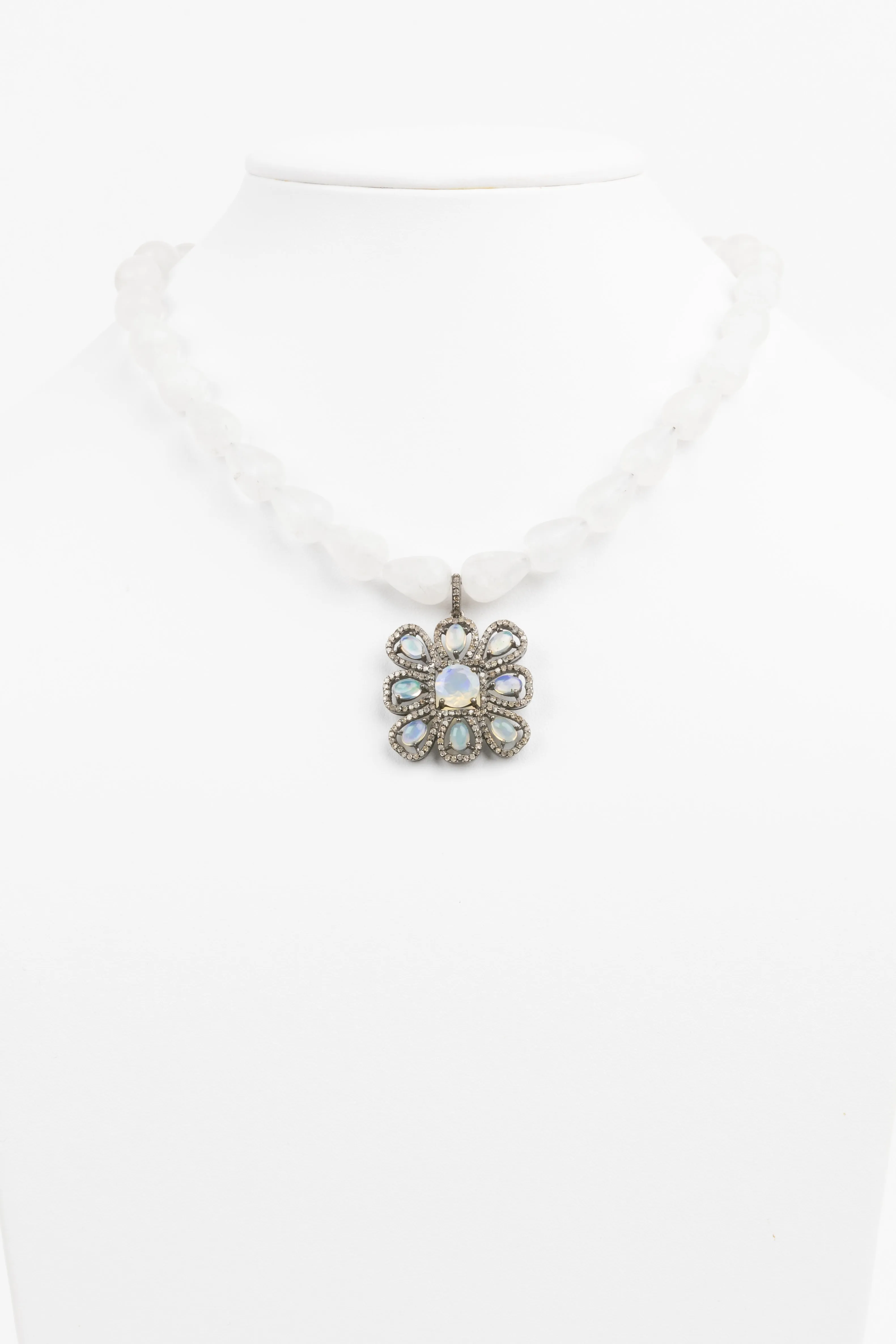 Pave Diamond, Moonstone, Quartz