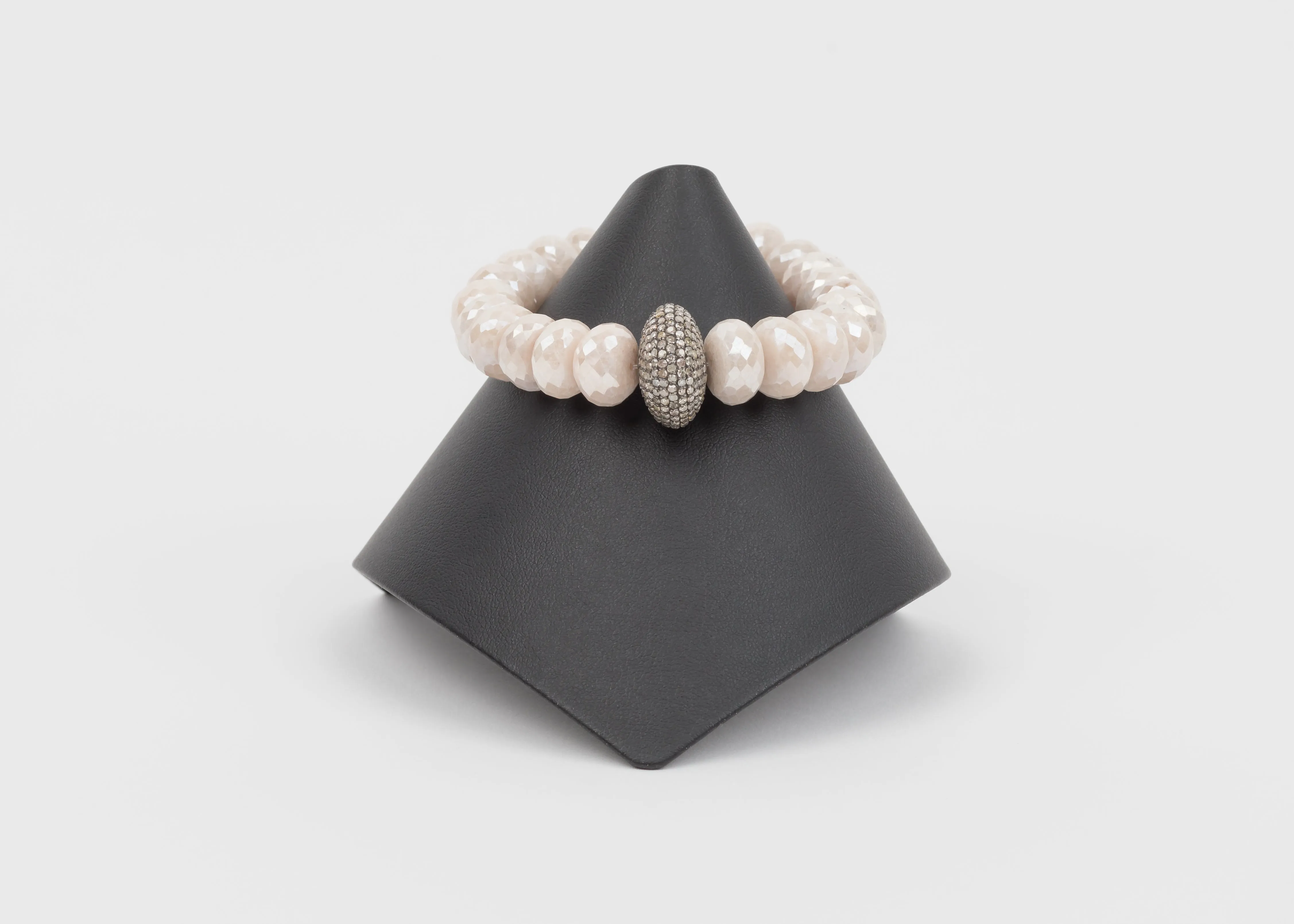 Pave diamond, mystic moonstone rondelles