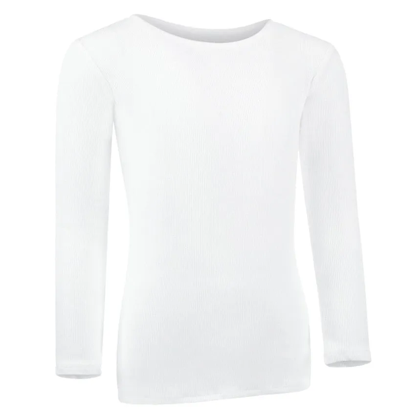 PB&J Girls Ribbed Long Sleeve Shell - White