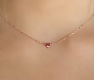 Petite Baguette Ruby Necklace