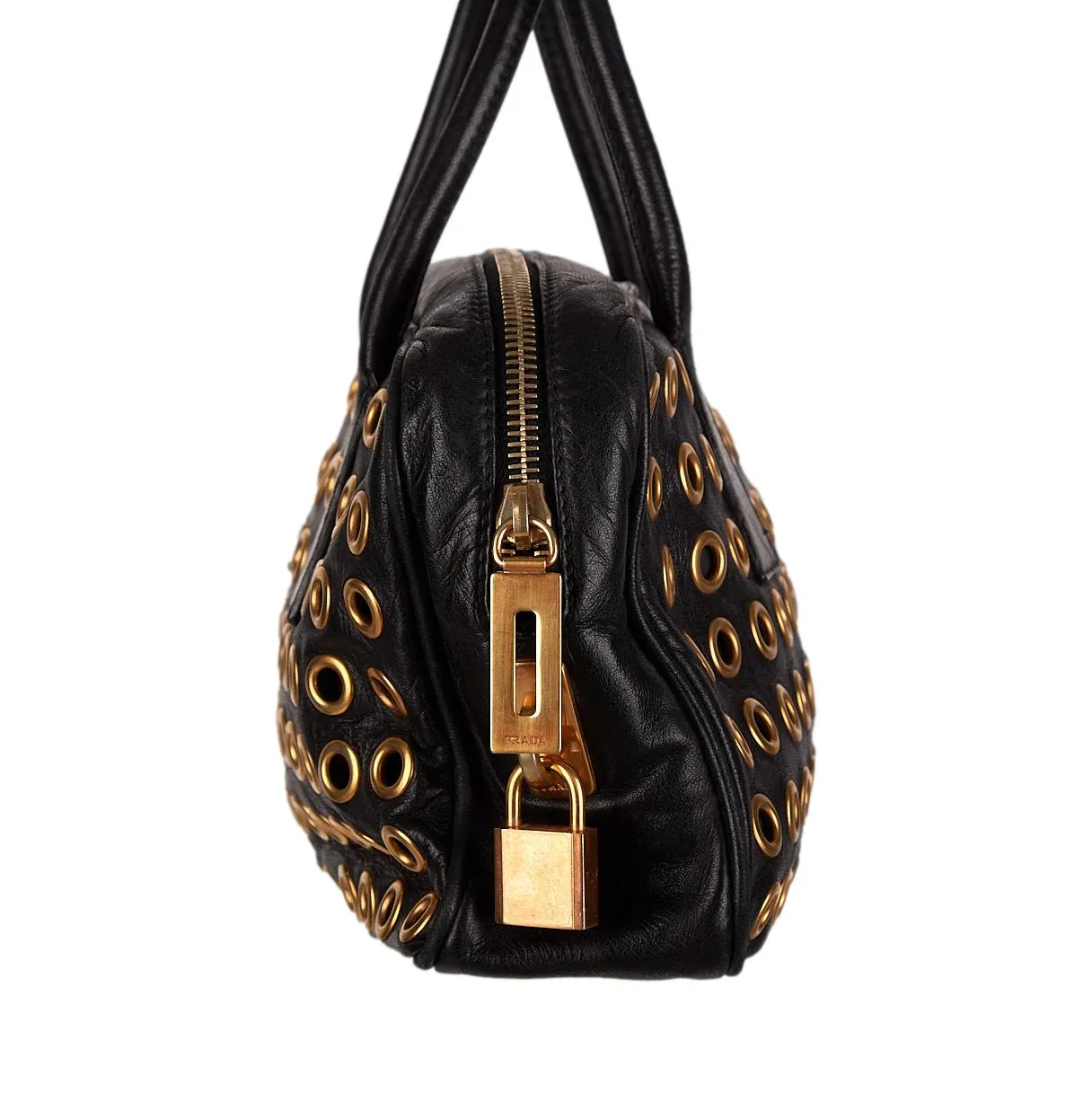 Prada Black Grommet Top Handle Bag
