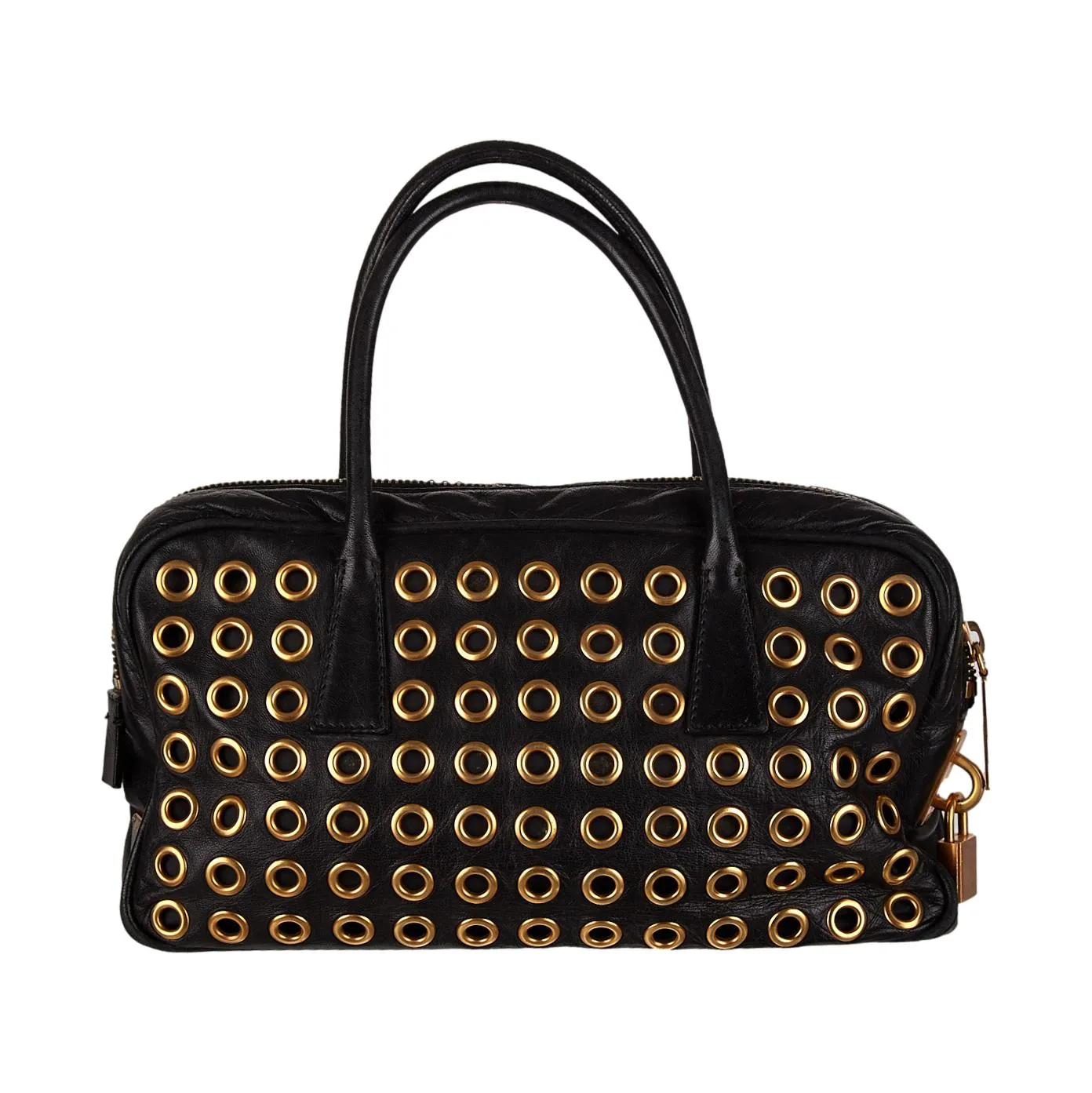 Prada Black Grommet Top Handle Bag