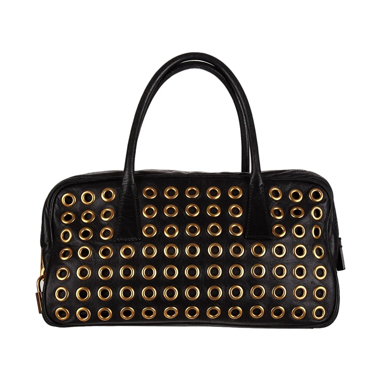 Prada Black Grommet Top Handle Bag