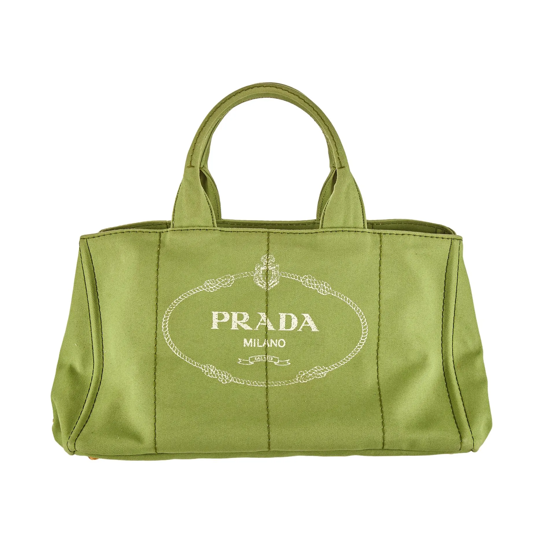 Prada Green Logo Canapa Tote