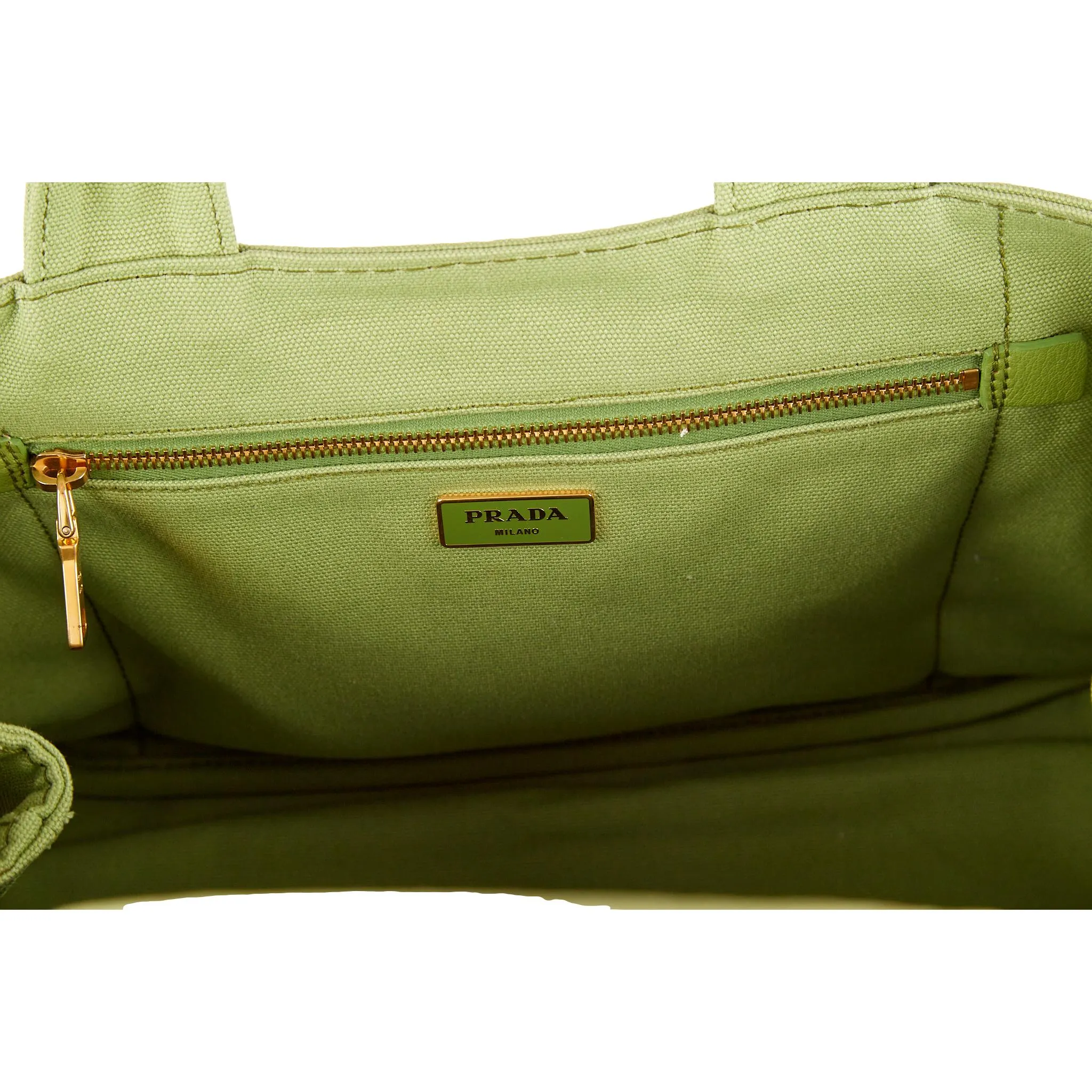 Prada Green Logo Canapa Tote