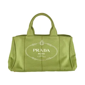 Prada Green Logo Canapa Tote