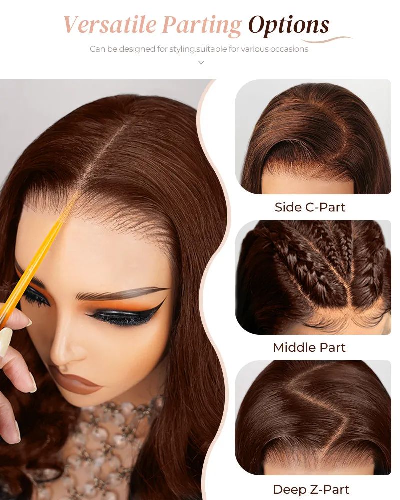 Pre-Cut 6x5 Glueless Lace Straight #4 Chestnut Brown Colored Wig Pre-Plucked Human Hair Wigs