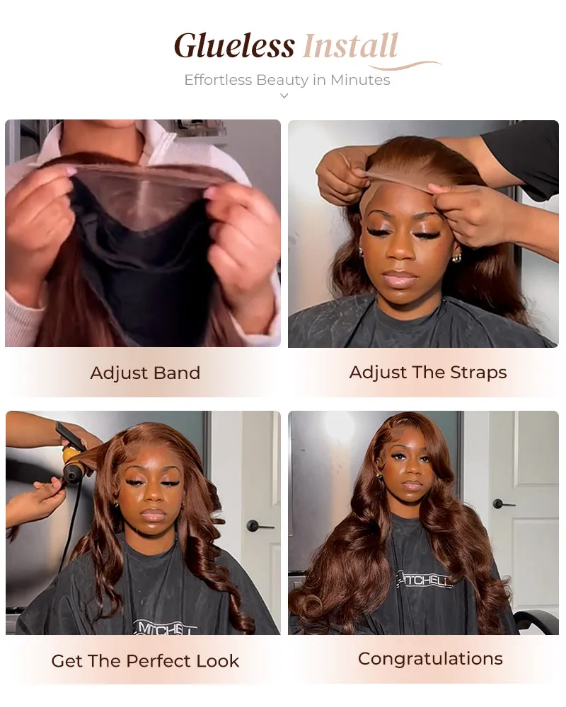 Pre-Cut 6x5 Glueless Lace Straight #4 Chestnut Brown Colored Wig Pre-Plucked Human Hair Wigs