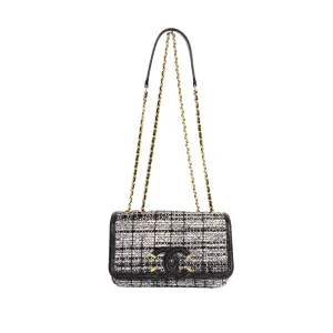 Pre-Owned Chanel CC Filigree Tweed Snake Flap Bag