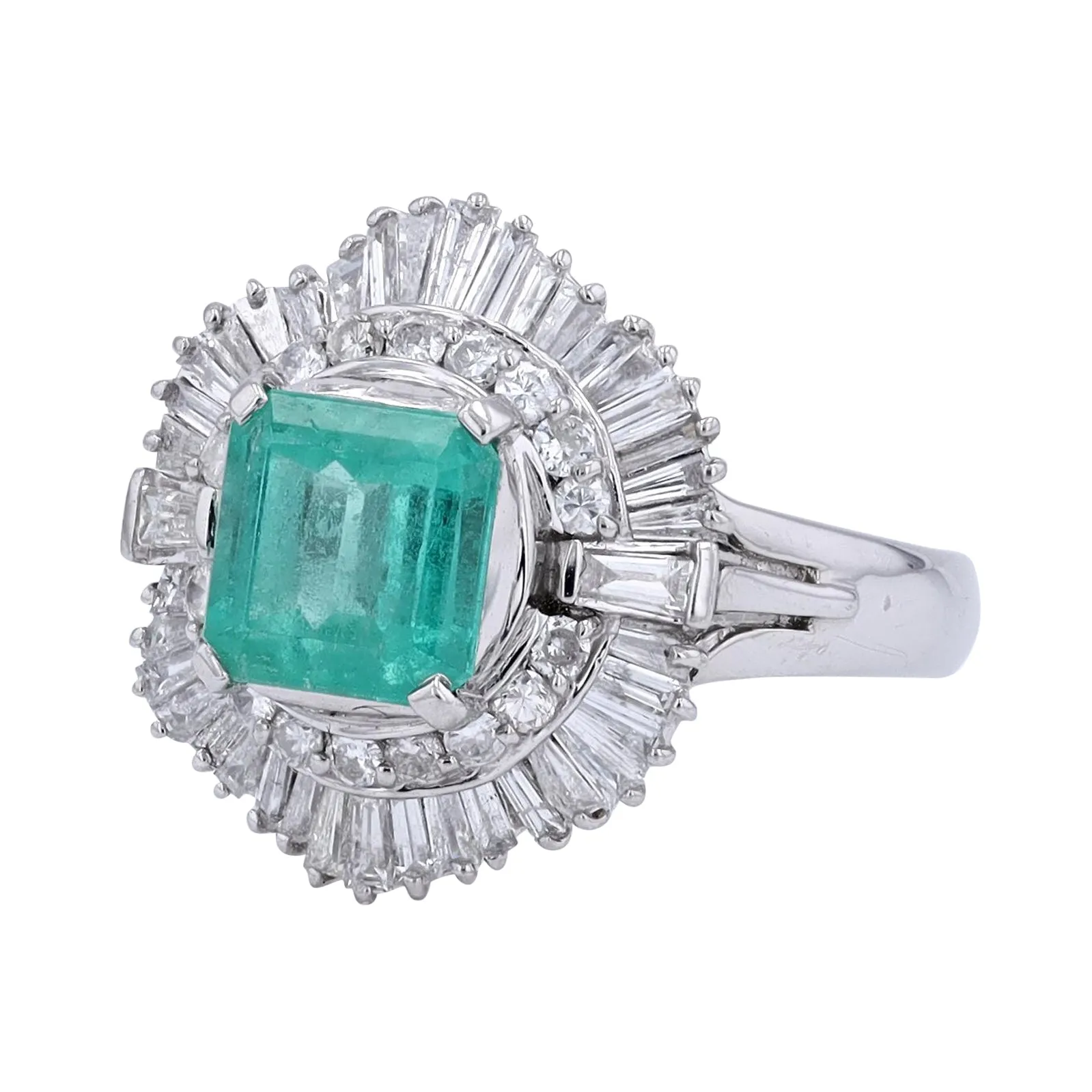 PT900 Emerald Ballerina Ring<p><strong>GIA Available</p></strong>