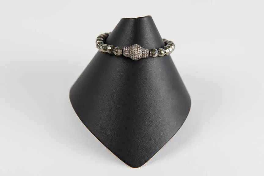 Pyrite with pave diamond bead