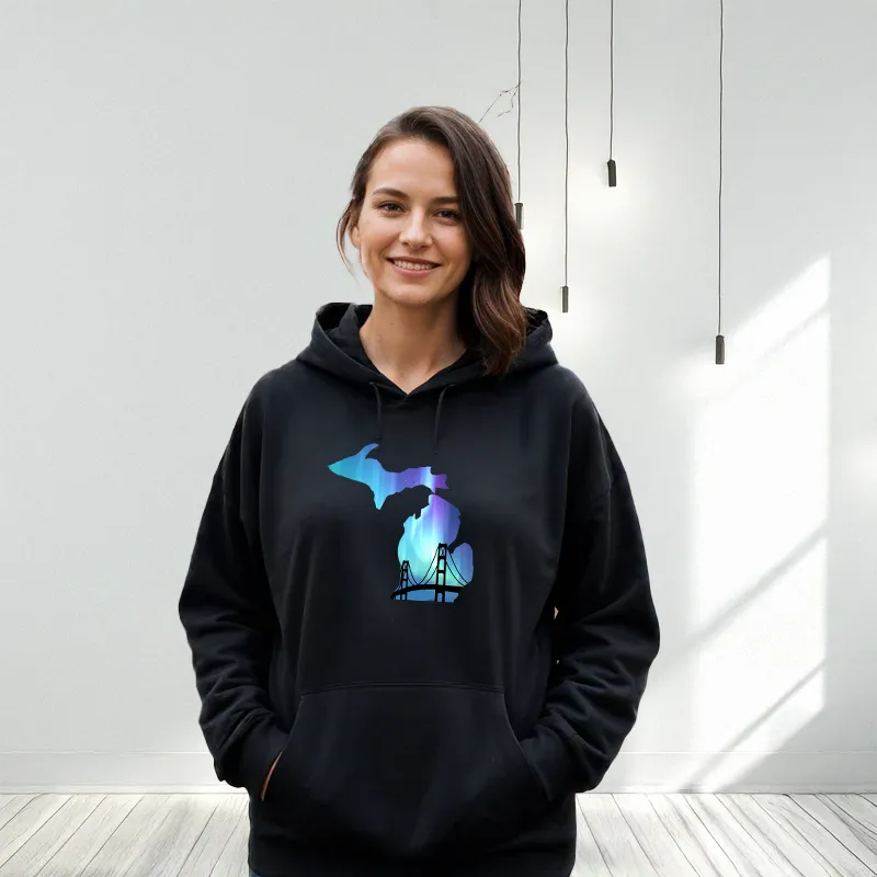 "Bridge Northern Lights" Relaxed Fit Classic Unisex Hoodie