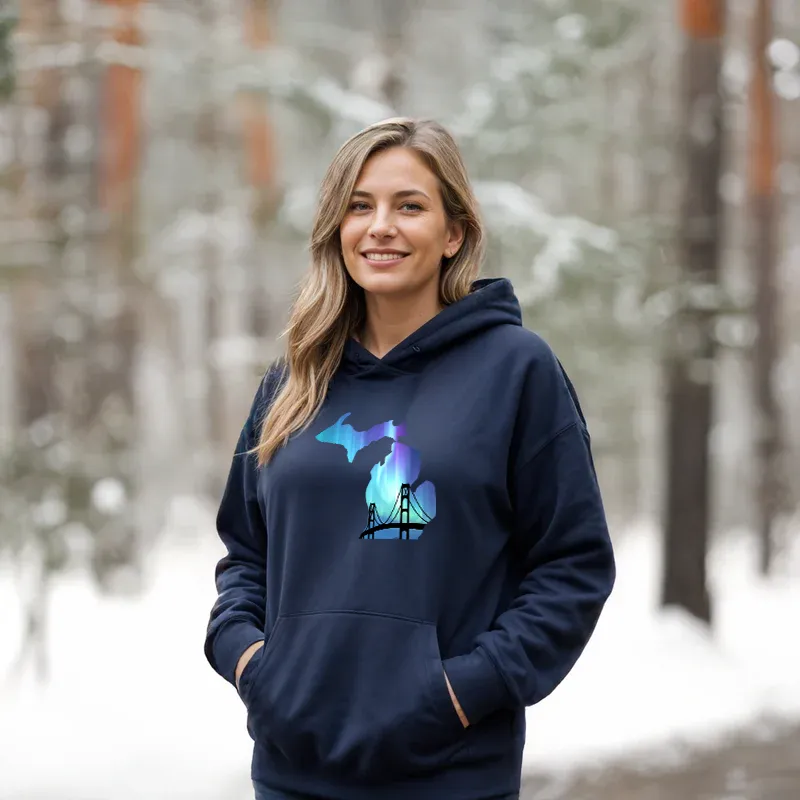 "Bridge Northern Lights" Relaxed Fit Classic Unisex Hoodie