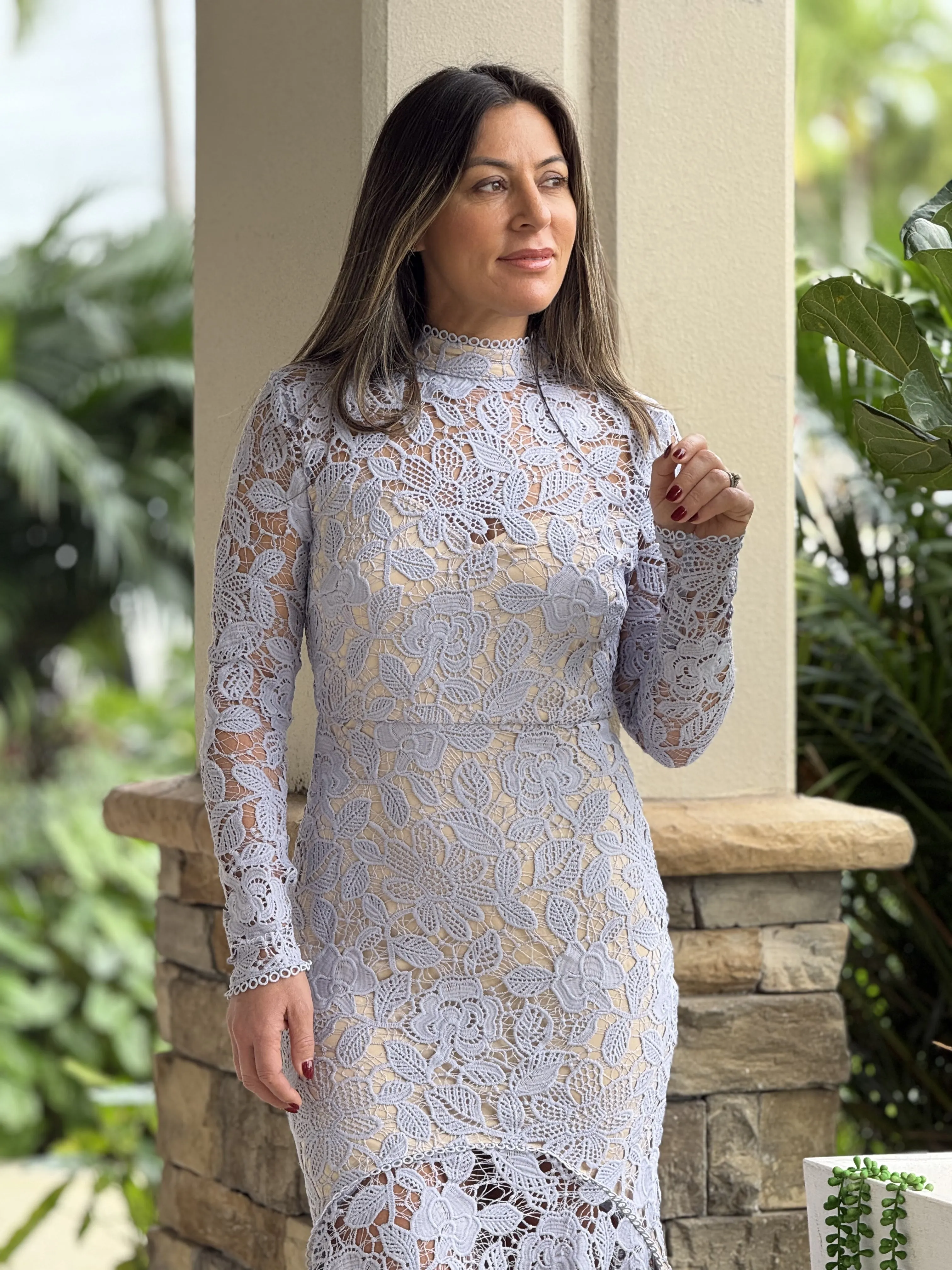 "Gina" Floral Lace Midi Dress