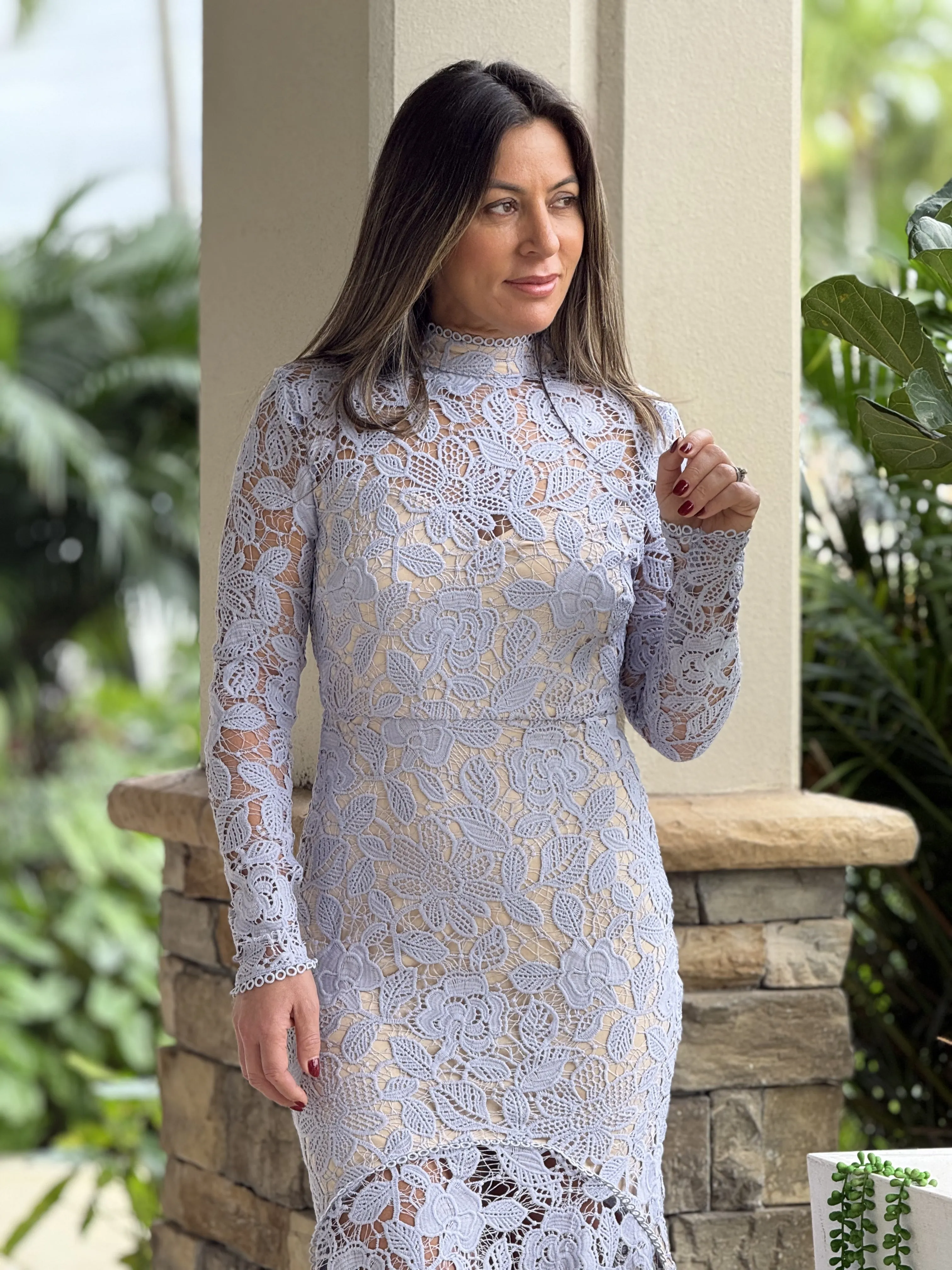 "Gina" Floral Lace Midi Dress