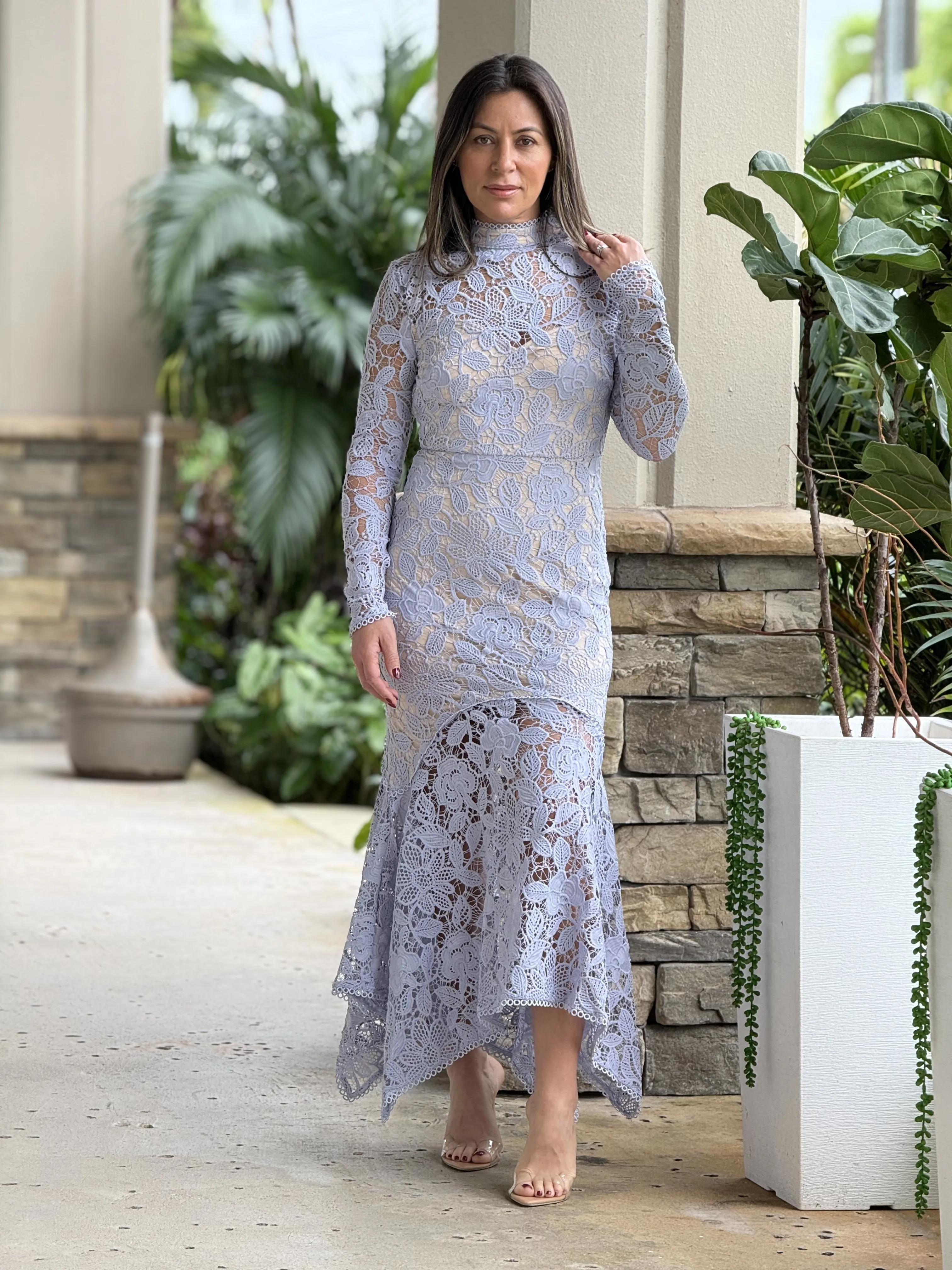 "Gina" Floral Lace Midi Dress