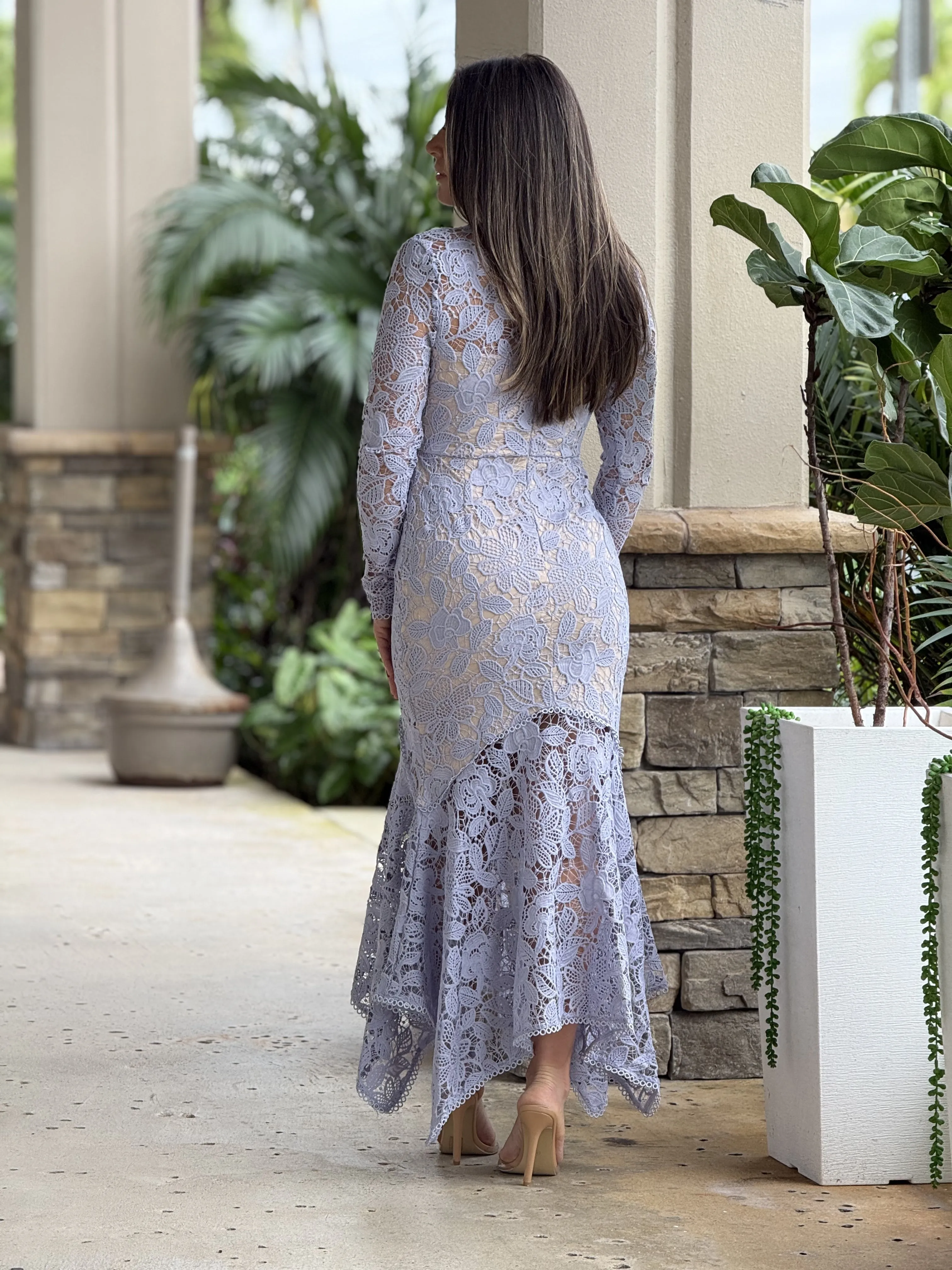 "Gina" Floral Lace Midi Dress