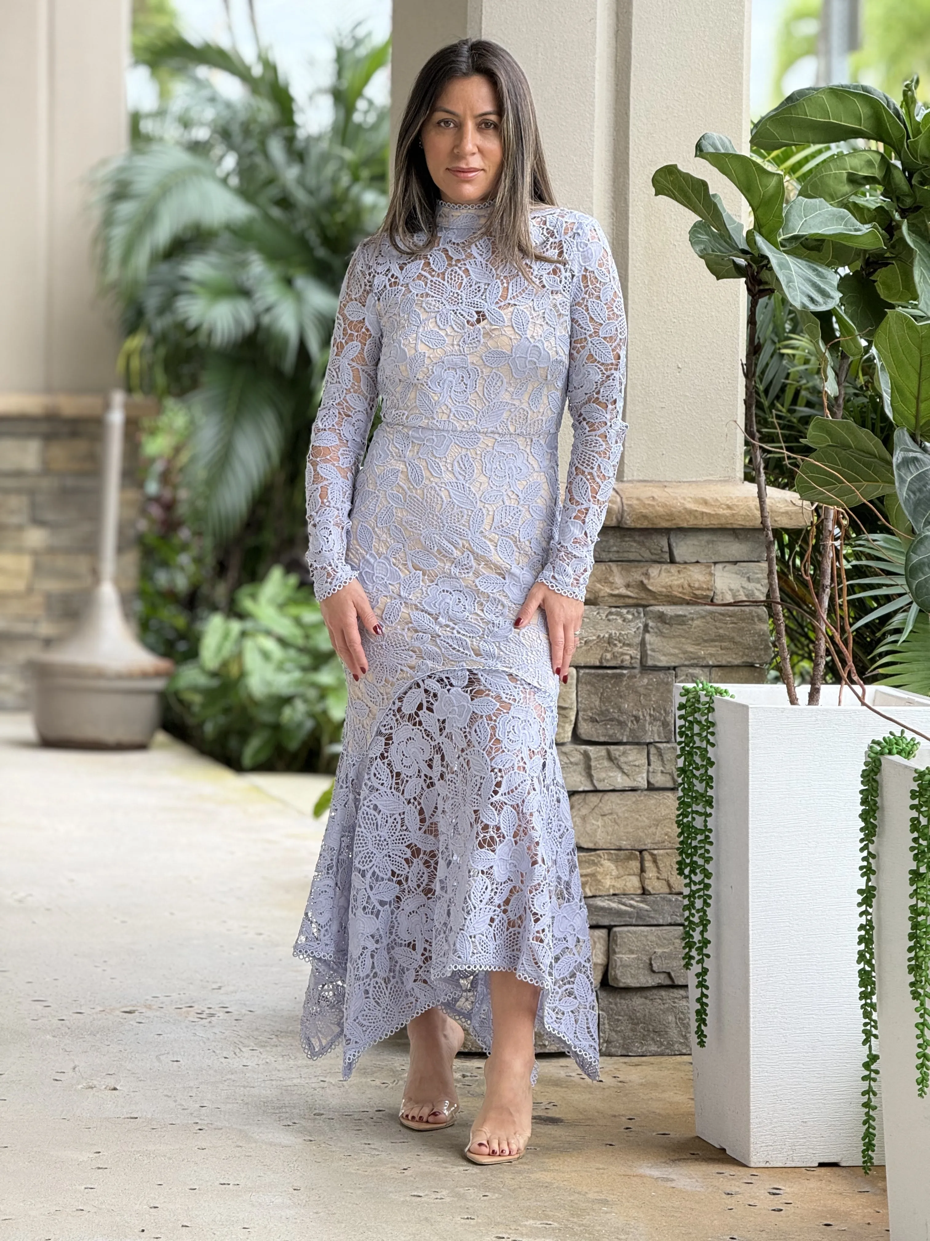 "Gina" Floral Lace Midi Dress
