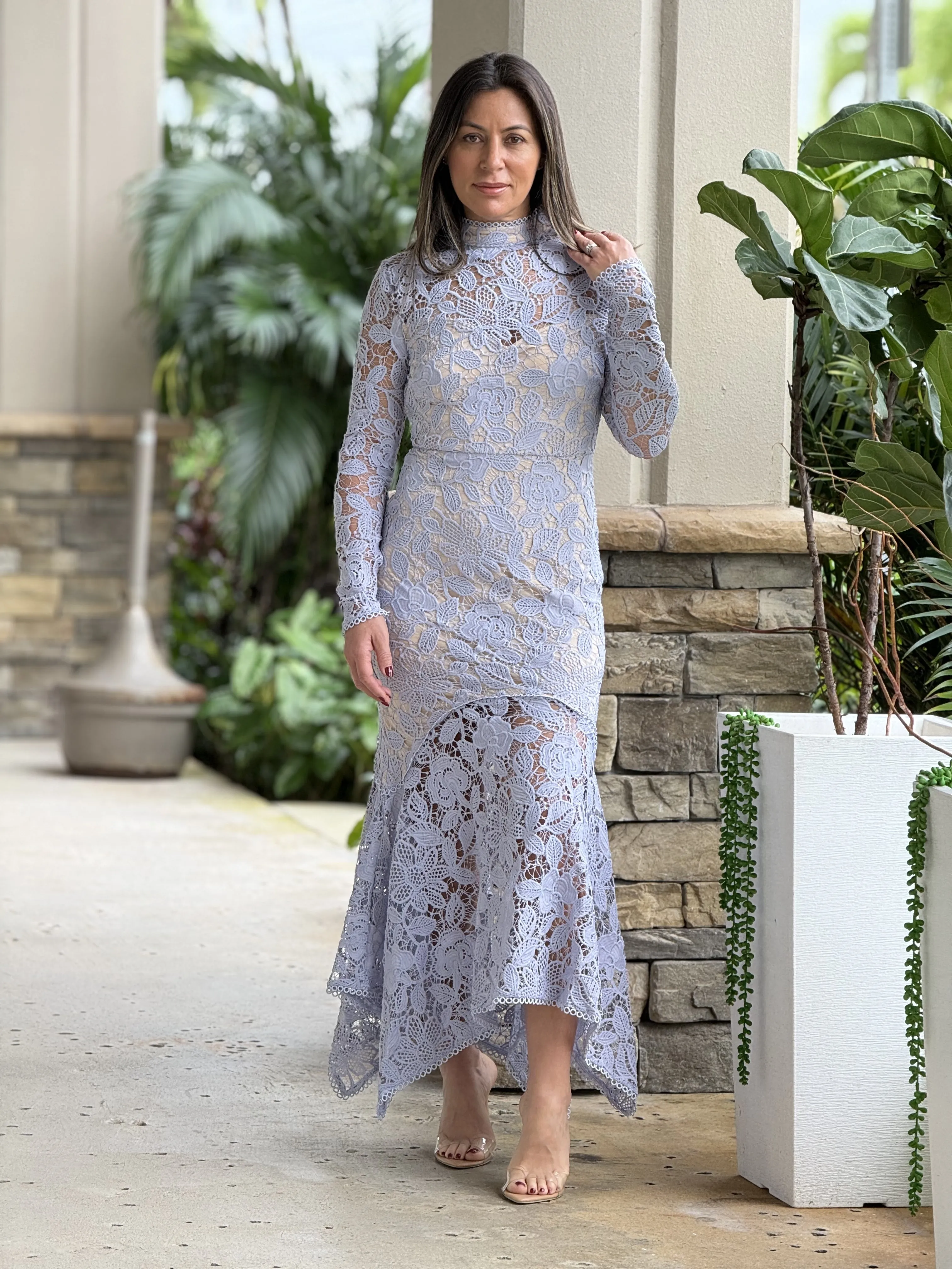 "Gina" Floral Lace Midi Dress