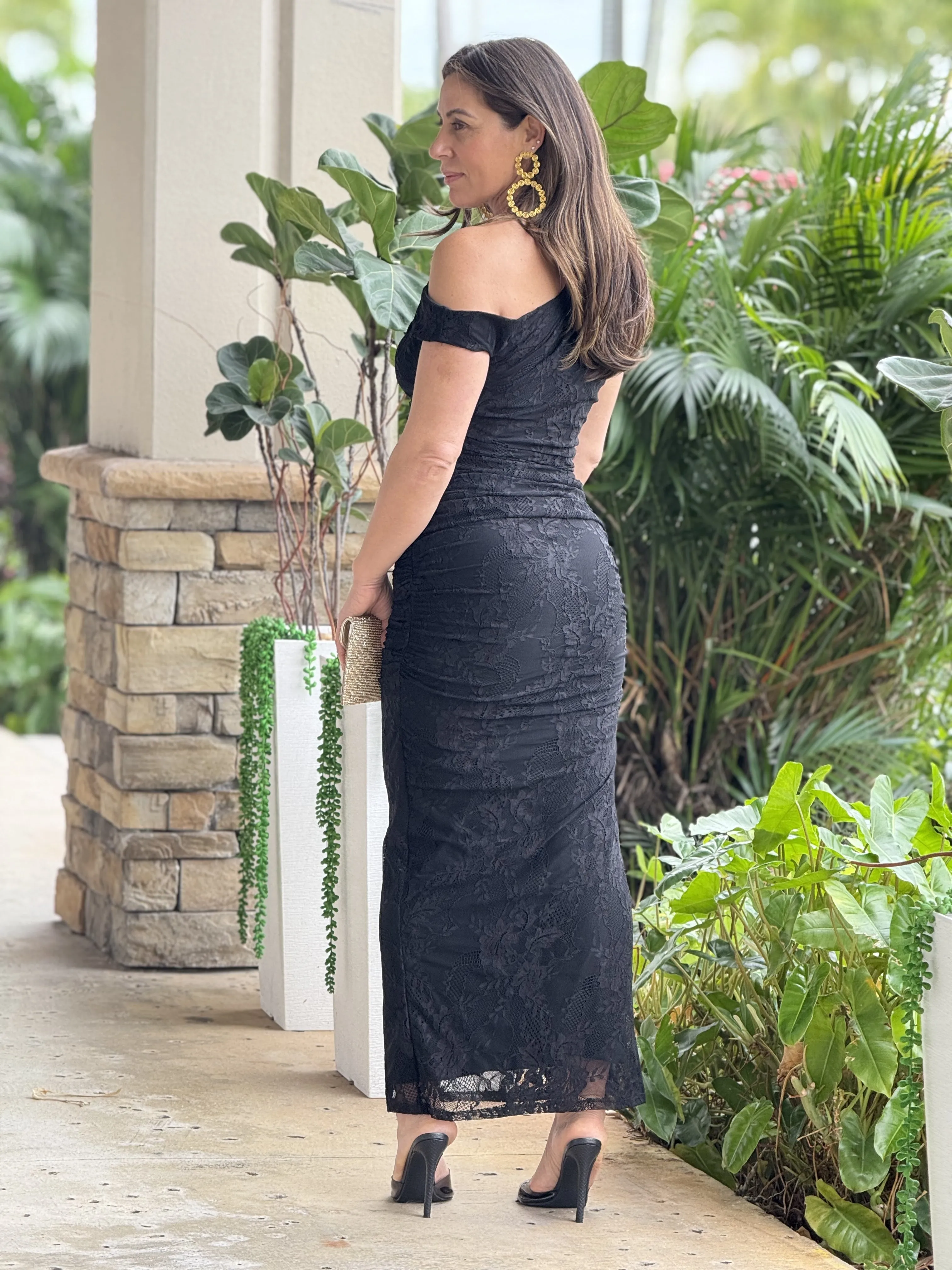 "Ginger" One Shoulder Lace Maxi Dress