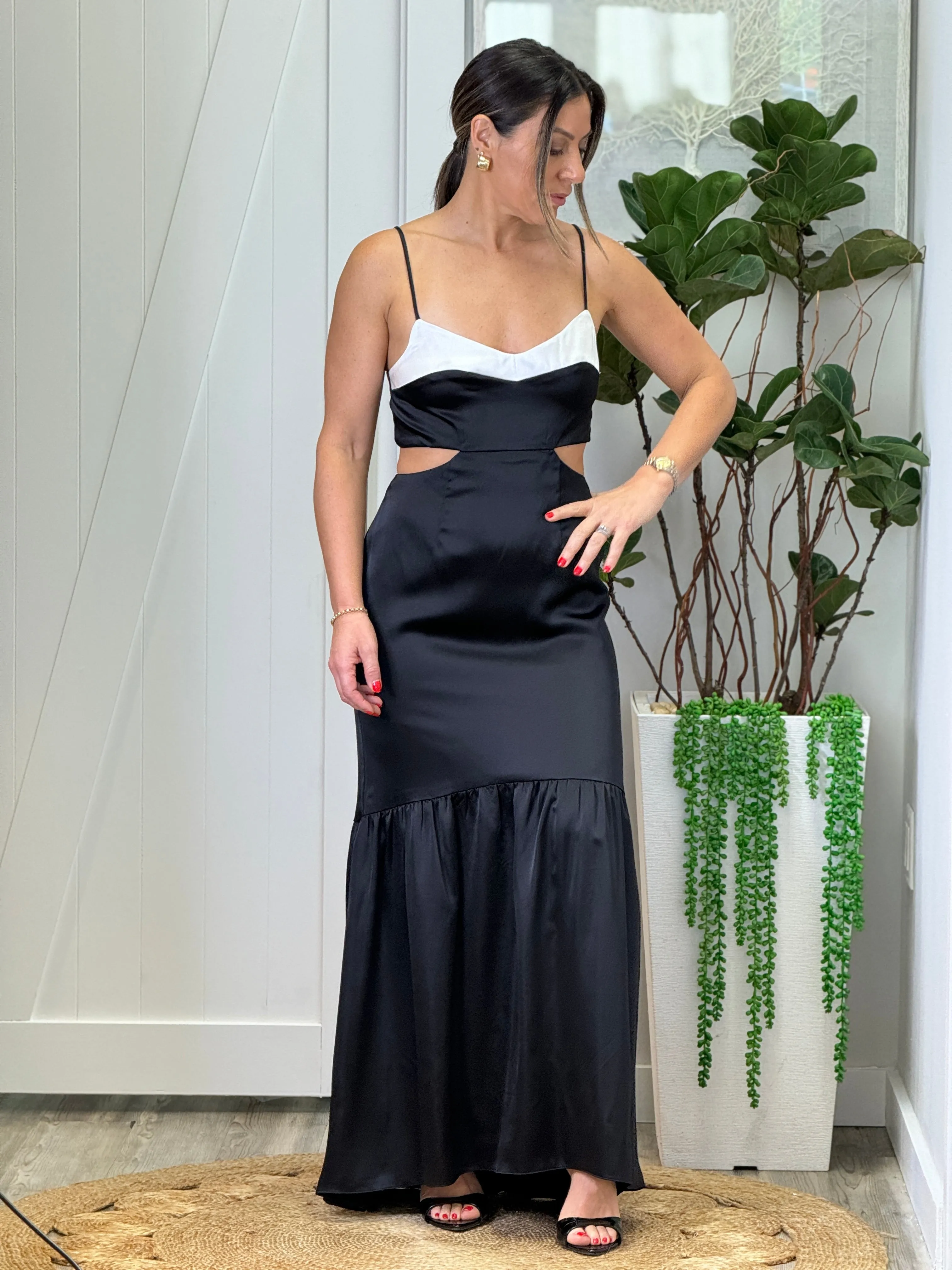 "Iliana" Satin Cut Out Maxi Dress