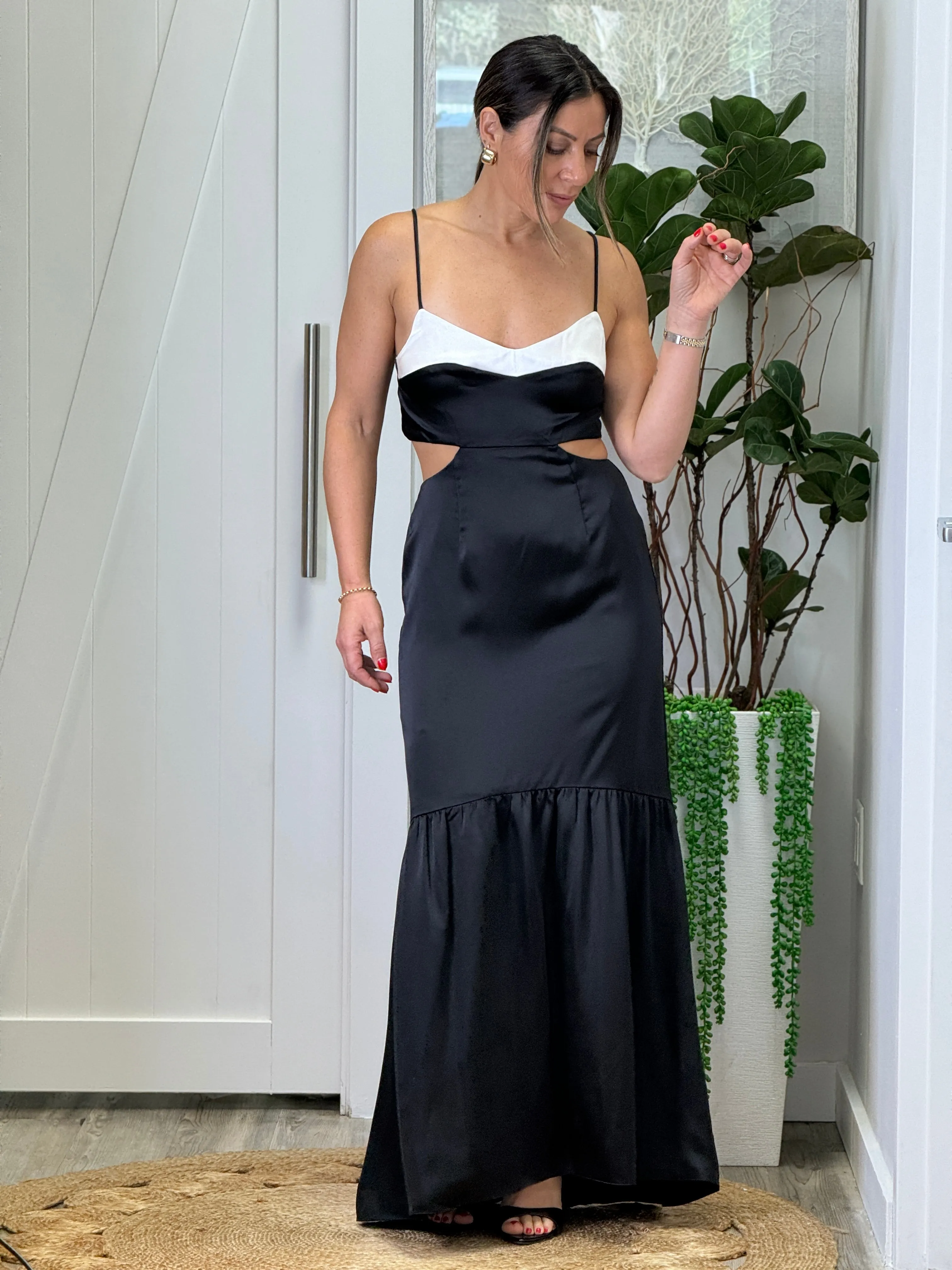 "Iliana" Satin Cut Out Maxi Dress