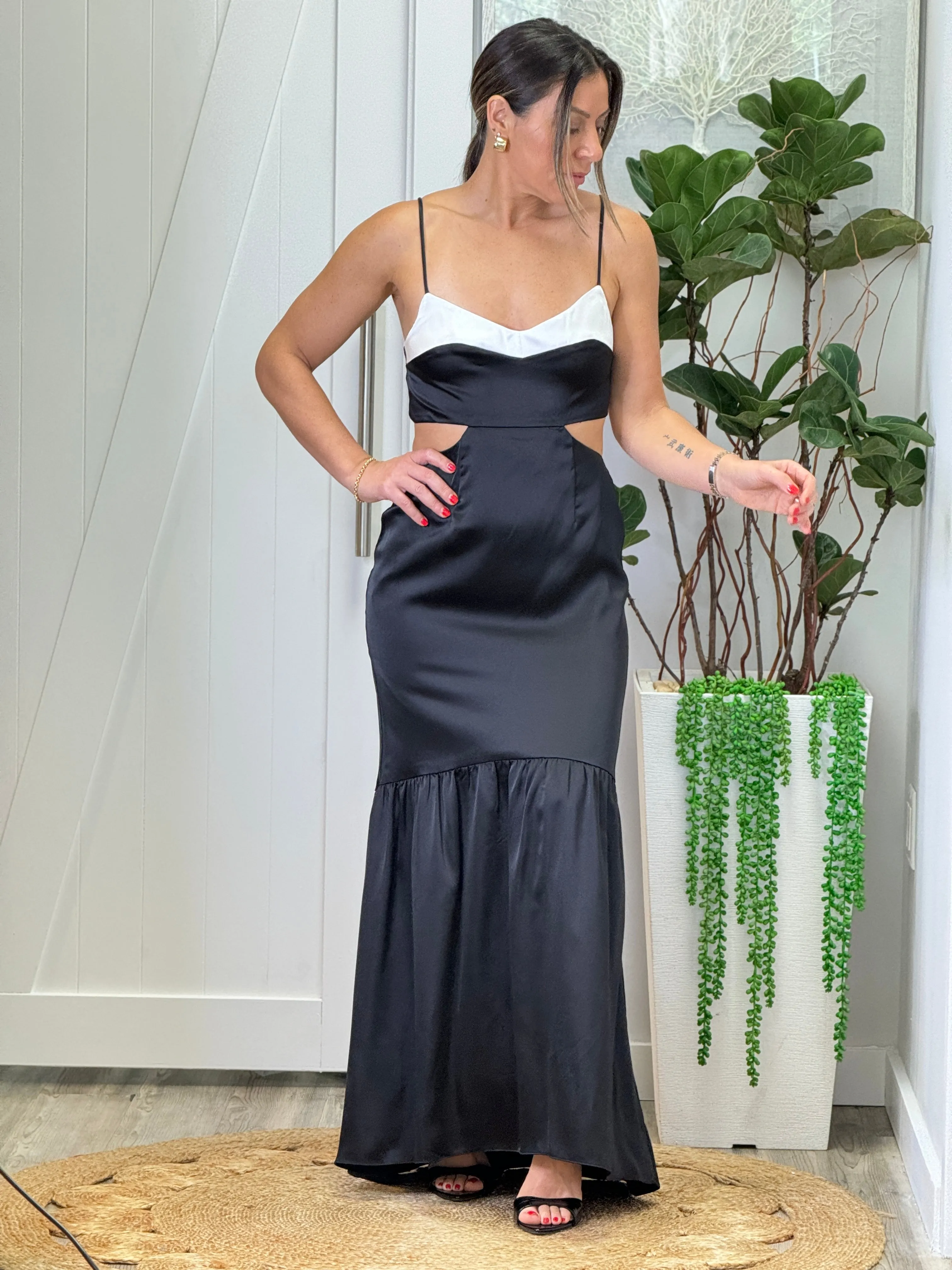 "Iliana" Satin Cut Out Maxi Dress