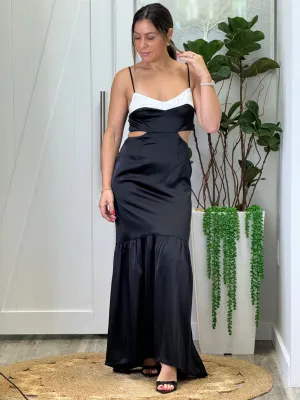 "Iliana" Satin Cut Out Maxi Dress
