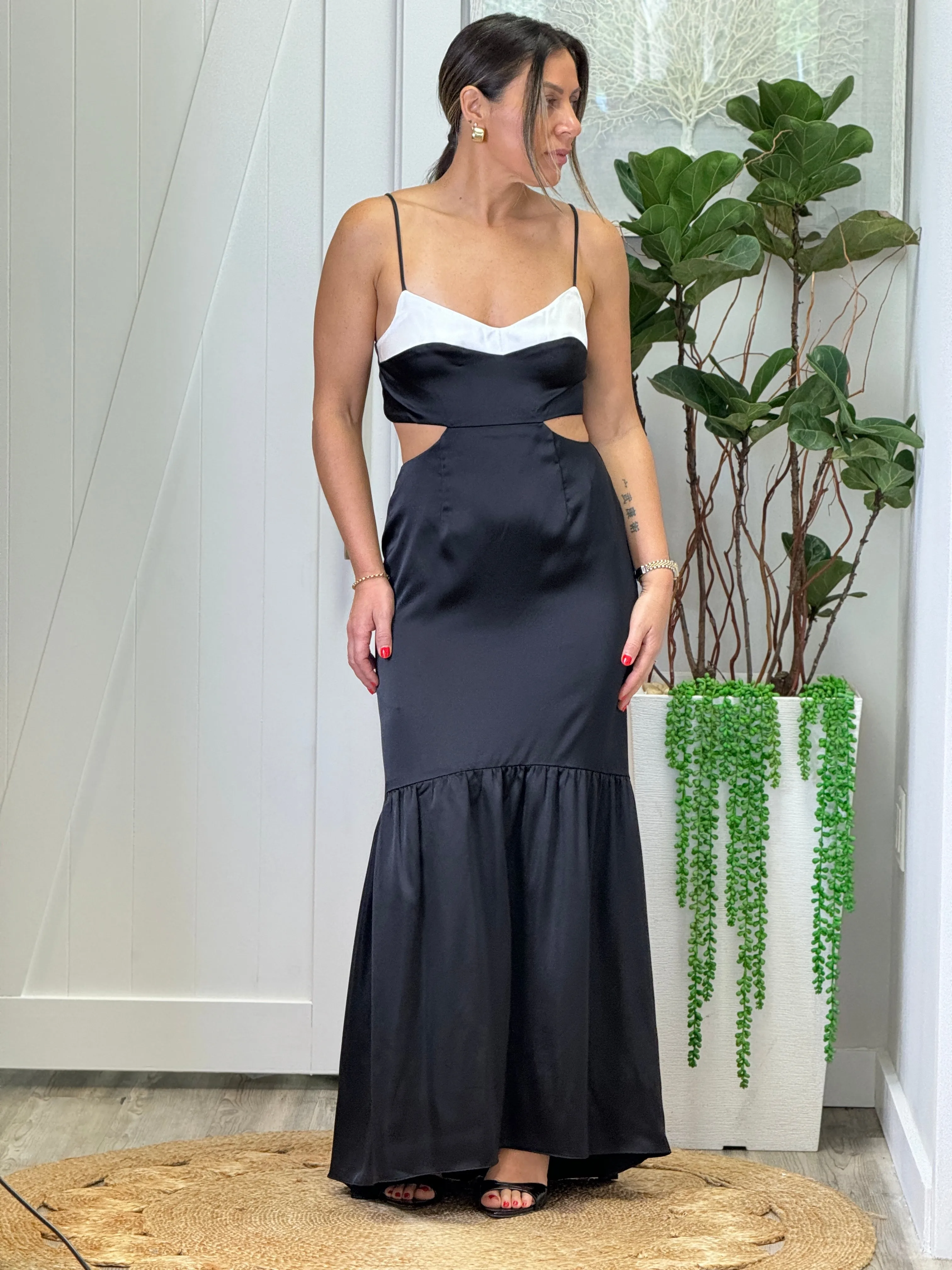 "Iliana" Satin Cut Out Maxi Dress