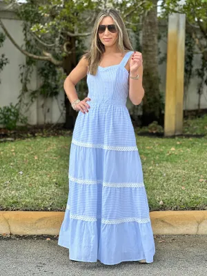 "Layla" Sleeveless Striped Tiered Dress