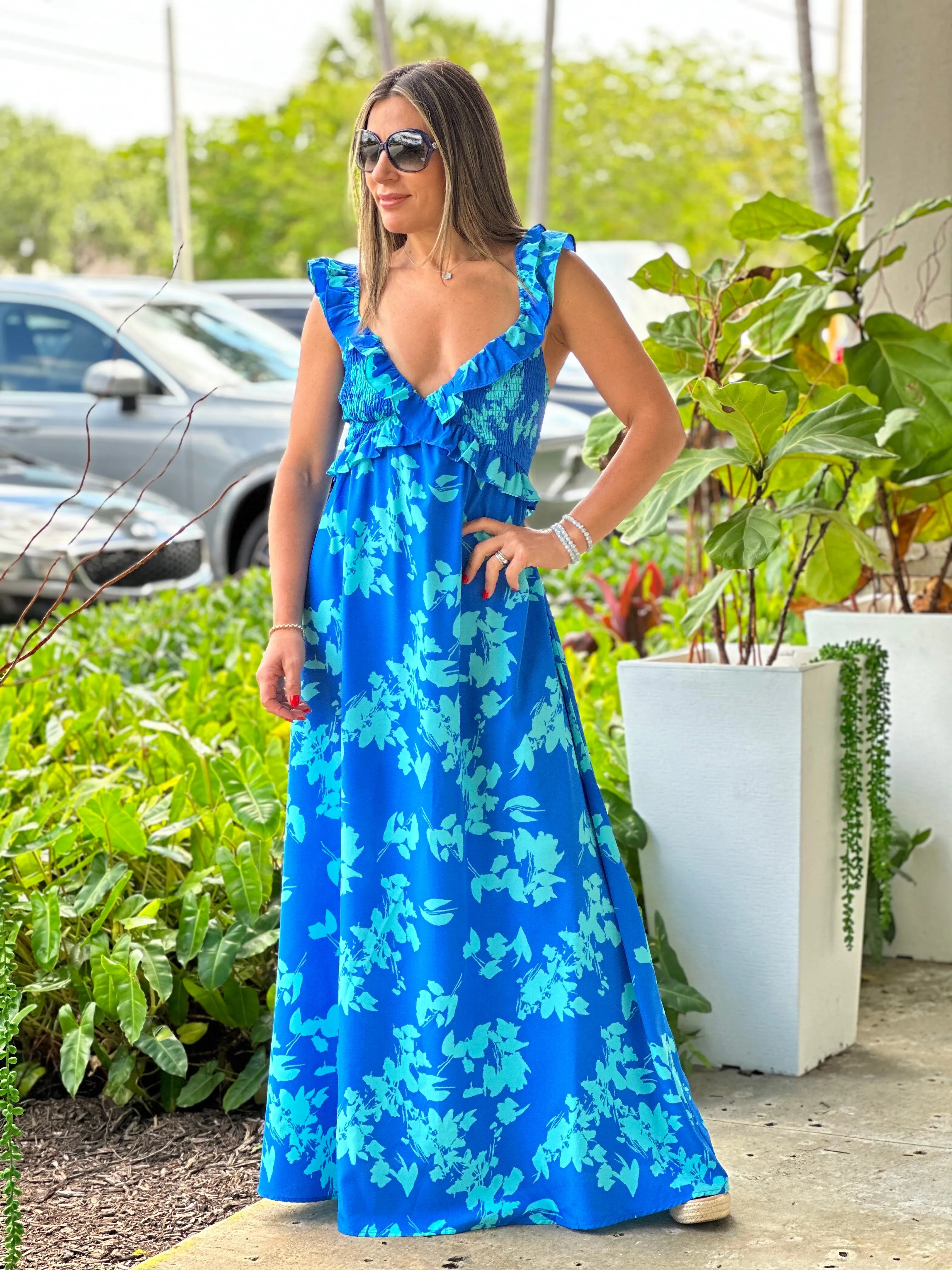 "Maranda" Ruffles Sleeveless Maxi Dress