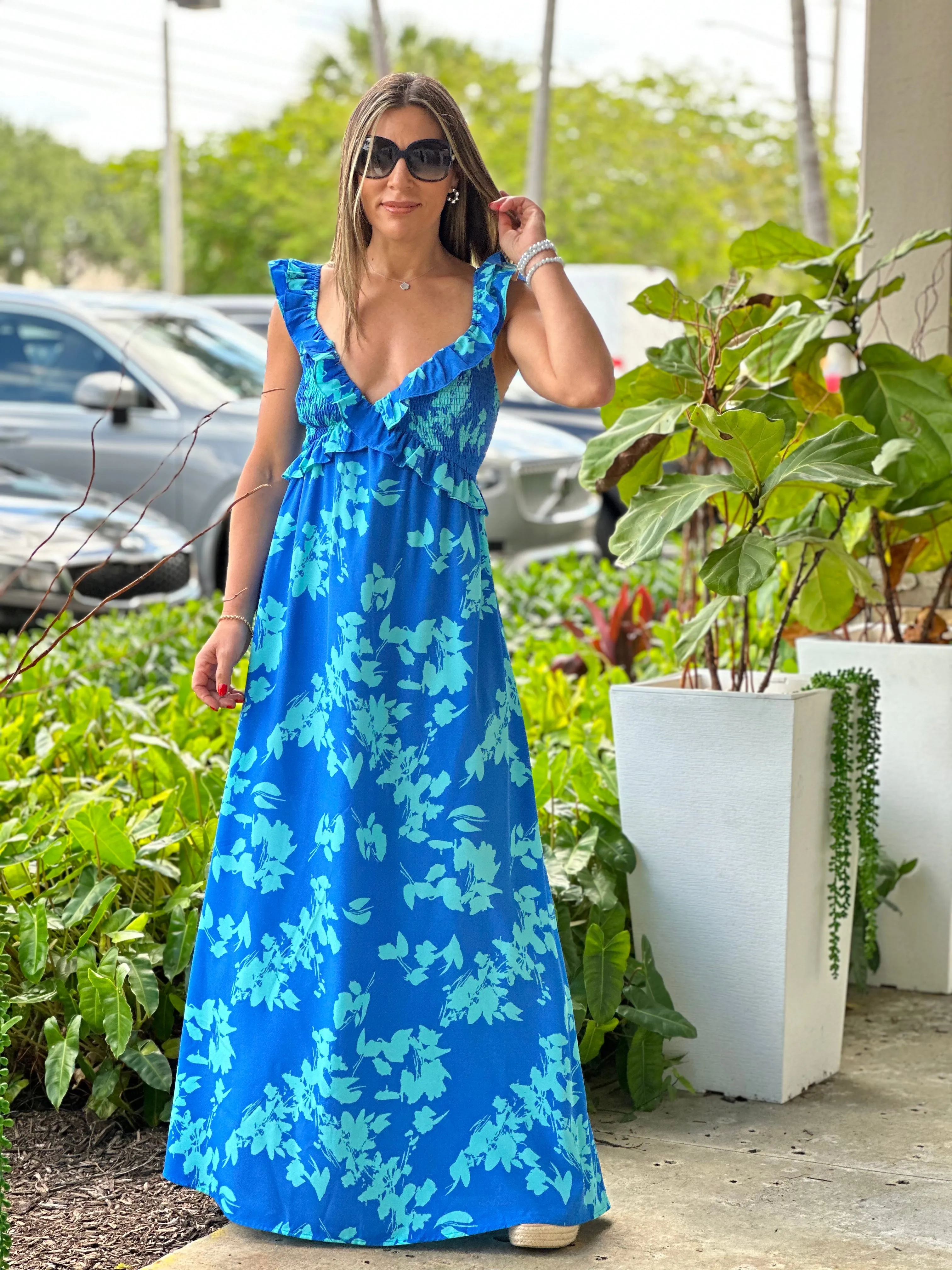"Maranda" Ruffles Sleeveless Maxi Dress