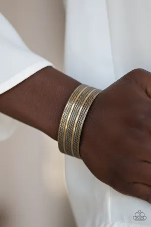 "Patterned Plains" Antiqued Shimmer Brass Textured Metal Cuff Bracelet