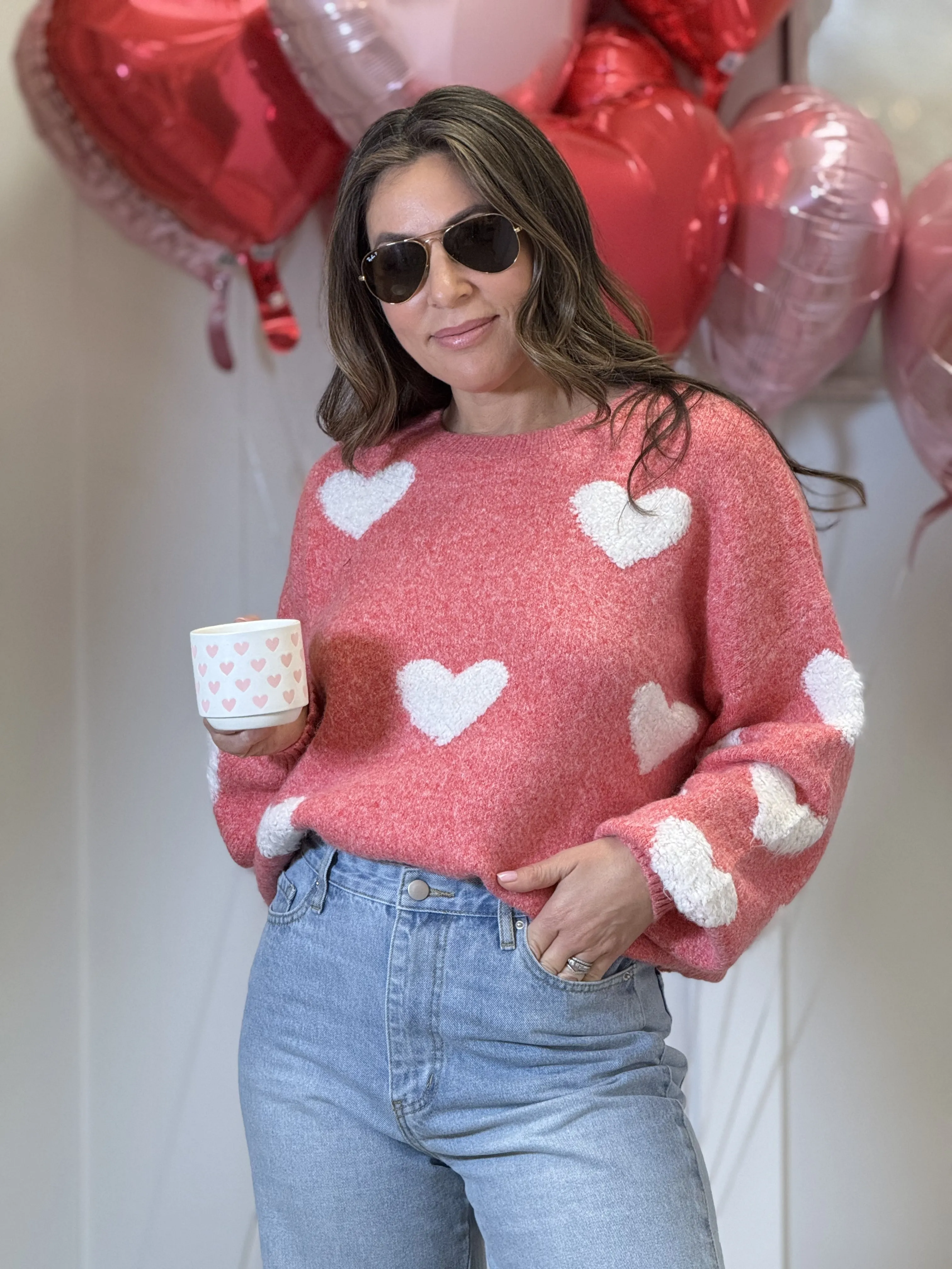 "Wanda" Heart Shape Long Sleeve Sweater