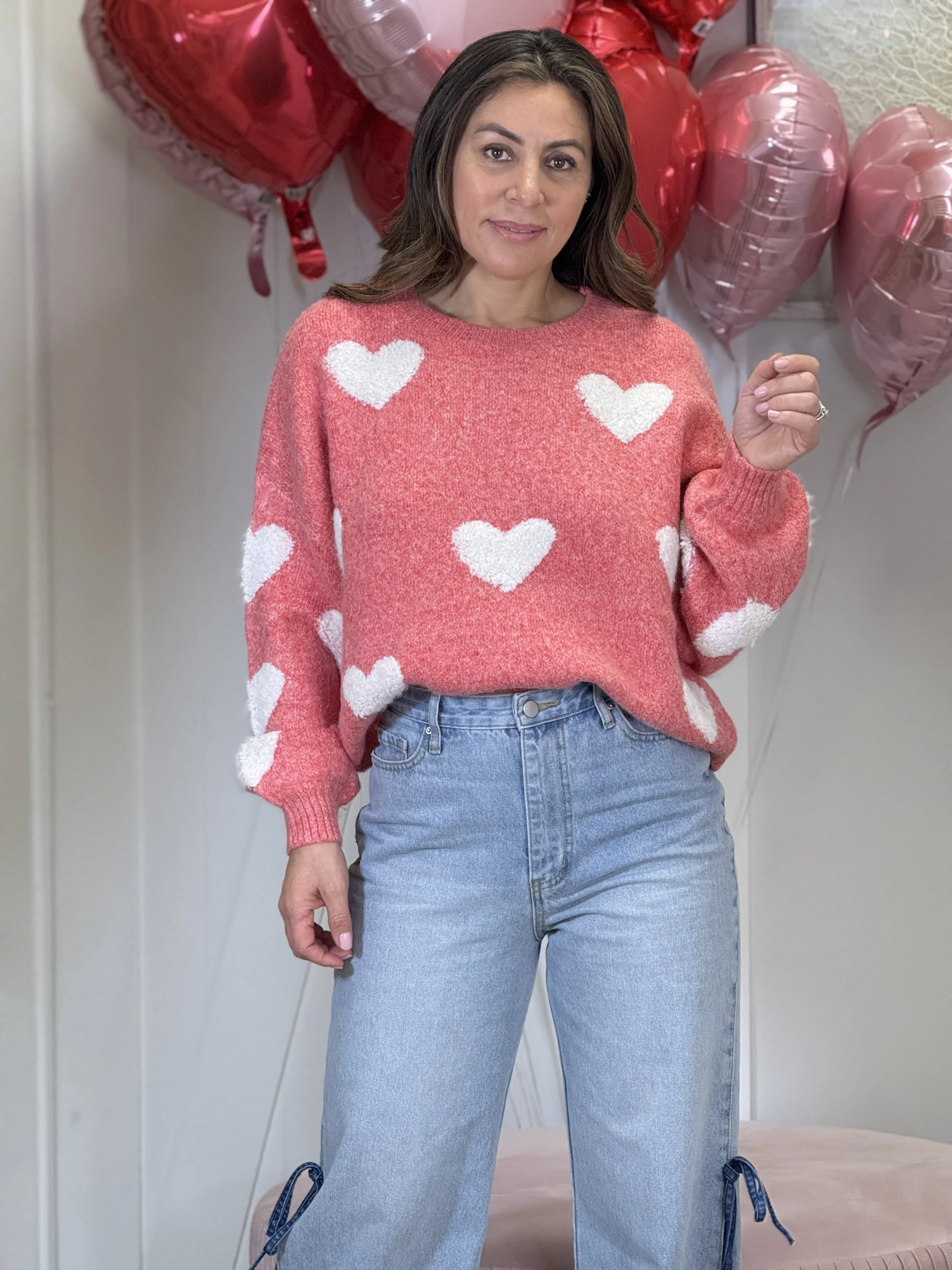 "Wanda" Heart Shape Long Sleeve Sweater