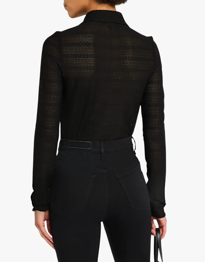 Rag & Bone Julia Long Sleeve Polo in Black