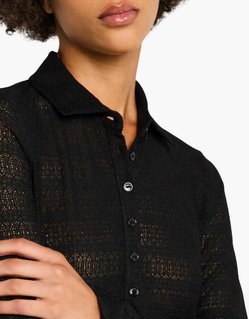 Rag & Bone Julia Long Sleeve Polo in Black