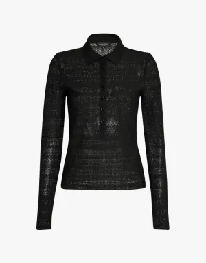 Rag & Bone Julia Long Sleeve Polo in Black