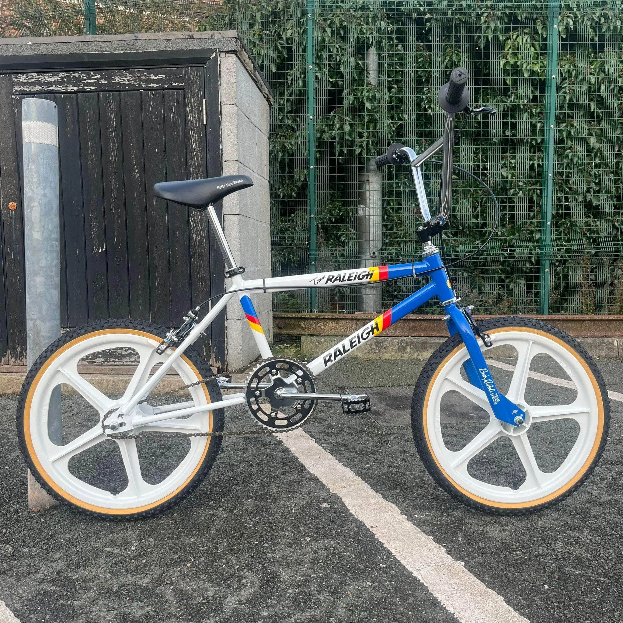 Raleigh Mk 2 Burner Team Special Bike Blue / White with Skyway Tuff Wheels