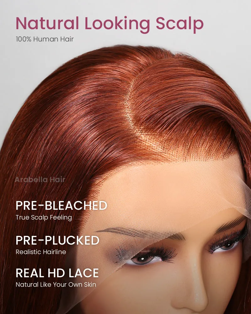 Red Reddish Brown Auburn Colored Straight 13x4 Lace Front Human Hair Wig