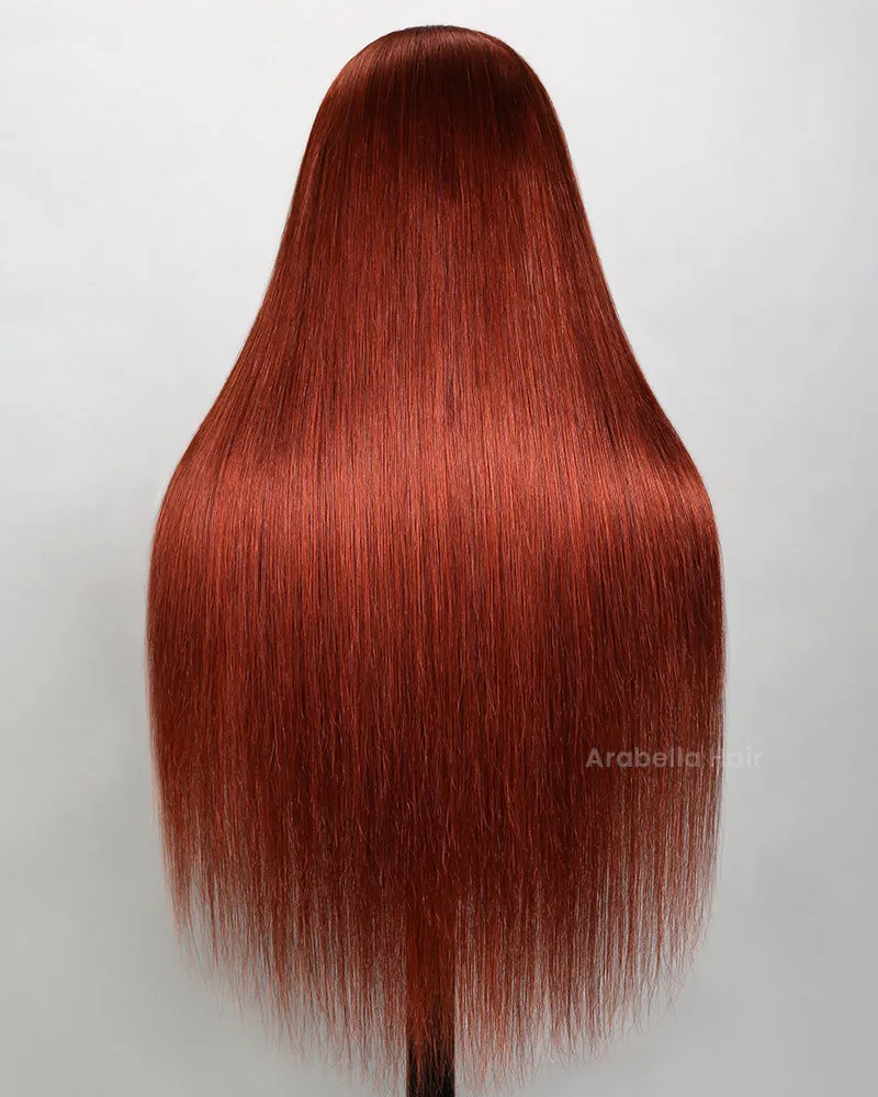 Red Reddish Brown Auburn Colored Straight 13x4 Lace Front Human Hair Wig